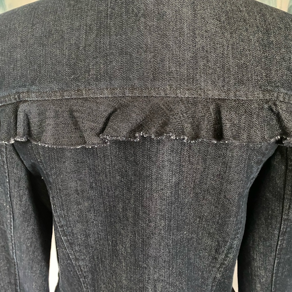 Scripted Women's Dark Blue Jean Jacket with Ruffle Details - Picture 8 of 14